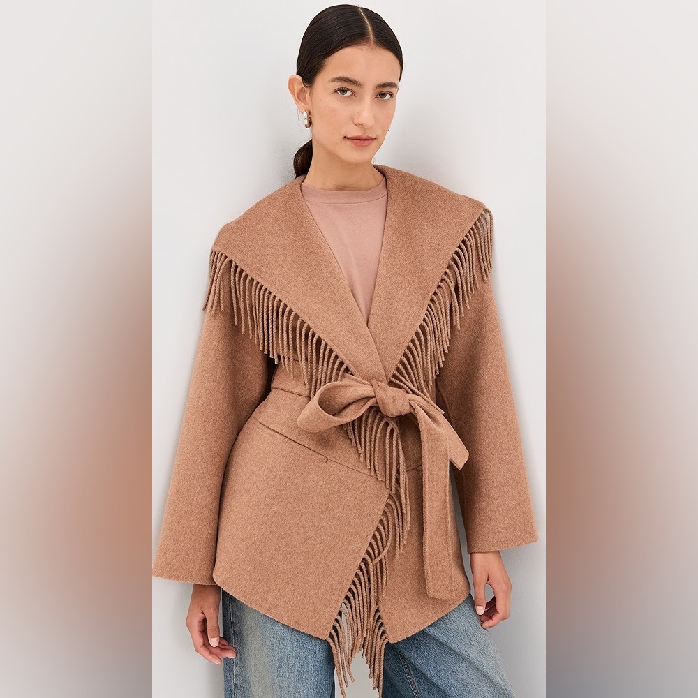 SIMKHAI Rowen Fringe Belted Wool Jacket - Picture 6 of 16